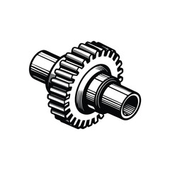 Create a highly detailed, editable stroke vector graphic of a metallic gear or cogwheel, showing individual teeth and potential for intricate design variations.