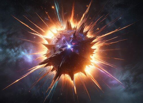 Star imploding with a massive burst of energy, collapse, radiation