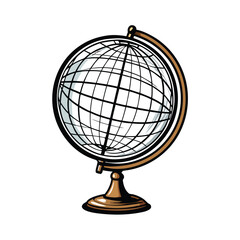 Create an editable stroke vector graphic of a detailed Earth globe, showcasing accurate latitude and longitude lines.  Ensure clean lines and high resolution.