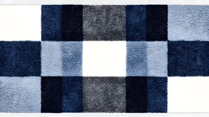 Fototapeta premium Soft Textured Area Rug in Blue Shades with Geometric Pattern Design