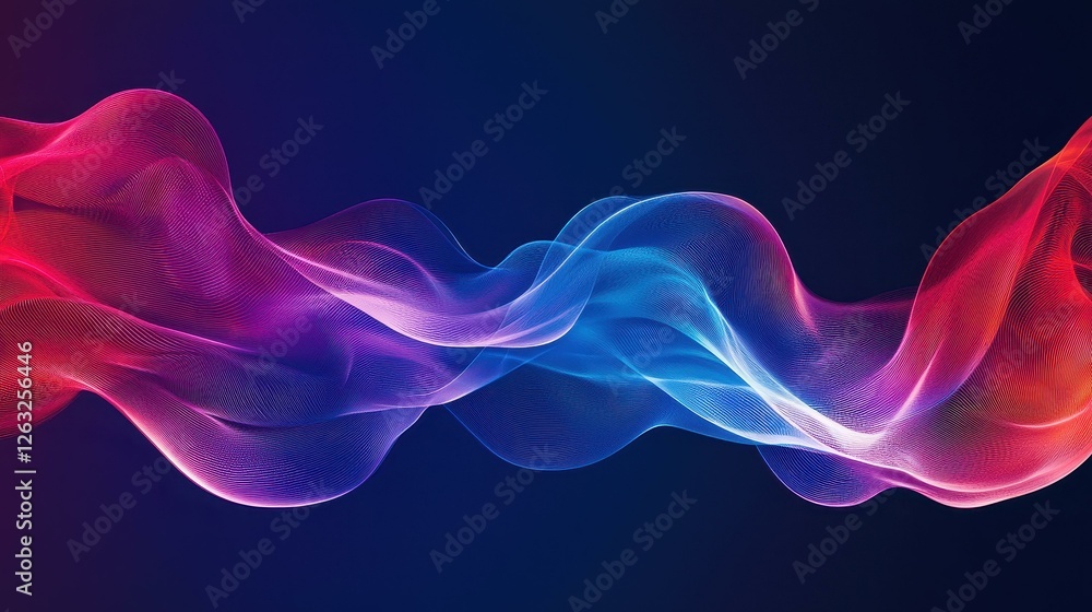 Aufkleber flowing digital waves abstract gradient background design