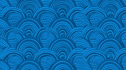 Blue Waves Pattern with Curved Lines and Textured Design Elements