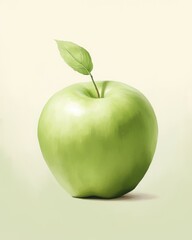 Minimalist Nordic Green Apple Art – Soft Muted Tones and Warm Natural Lighting