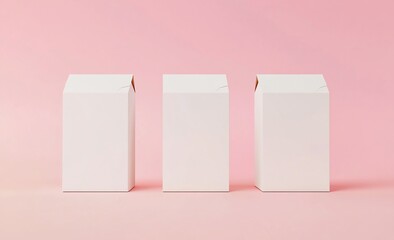Three blank white boxes on pink background. (1)