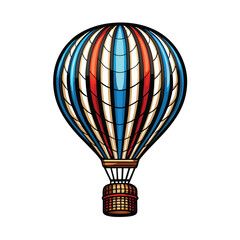 Naklejka premium Create a high-resolution, editable stroke vector graphic of a hot air balloon, suitable for commercial use, showcasing vibrant colors and intricate details.