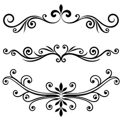 Elegant Vintage Dividers & Ornate Flourishes: Classic Decorative Line Art & Calligraphic Borders