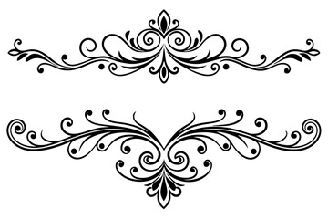 Elegant Vintage Dividers & Ornate Flourishes: Classic Decorative Line Art & Calligraphic Borders