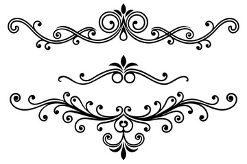 Elegant Vintage Dividers & Ornate Flourishes: Classic Decorative Line Art & Calligraphic Borders