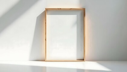 Sunlight and Shadows Highlighting a Natural Wooden empty Frame