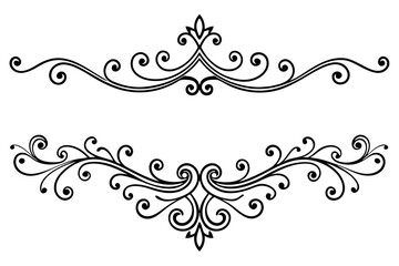 Elegant Vintage Dividers & Ornate Flourishes: Classic Decorative Line Art & Calligraphic Borders
