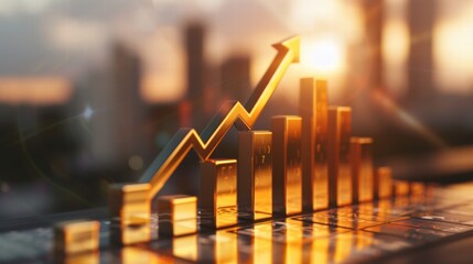 Upward trending chart represents economic stability and strong development.