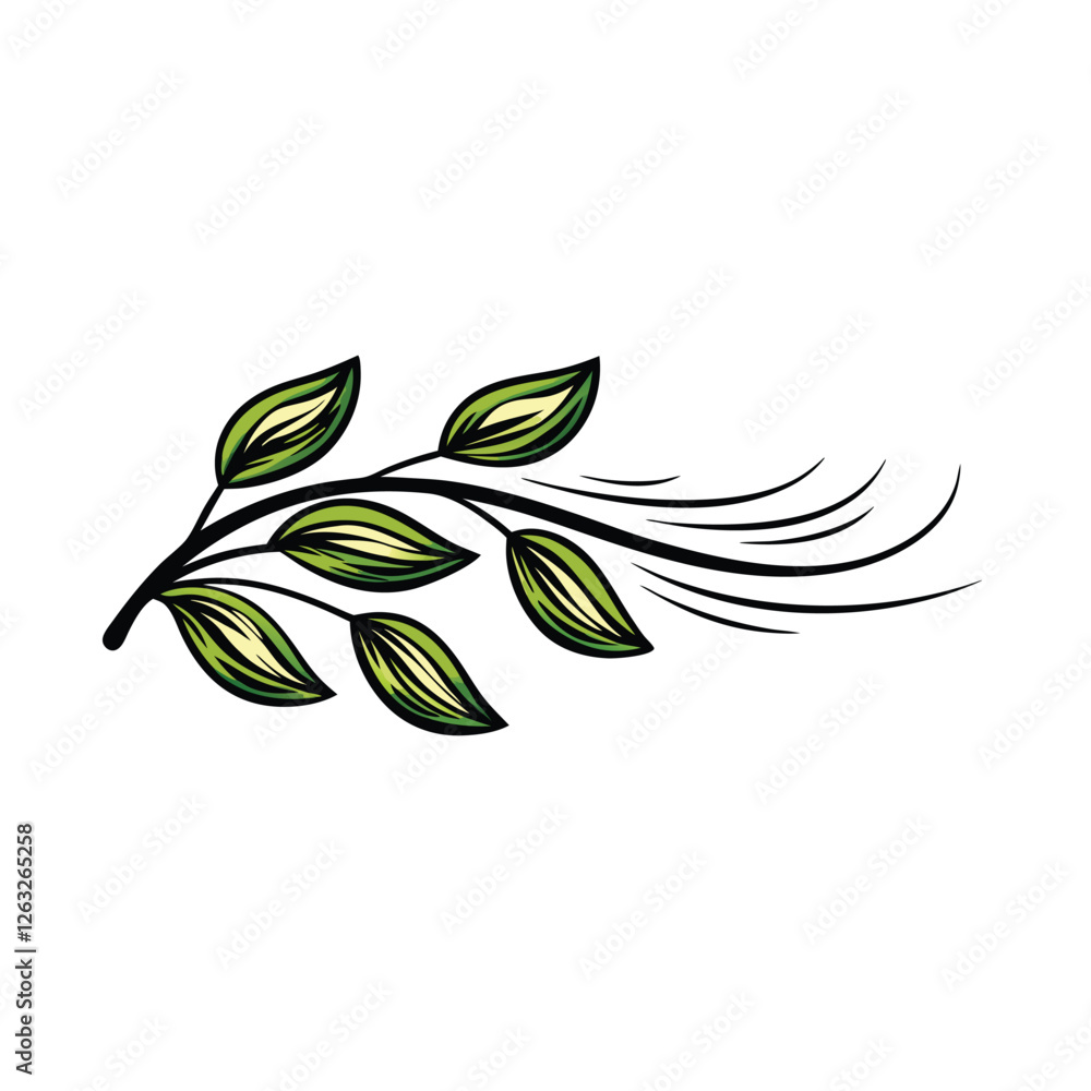 Poster create a high-resolution editable stroke vector graphic of a single leaf, realistically depicted, bl