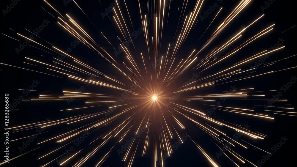 Poster dynamic video of a starburst effect, captured from a centered angle, creating a sense of motion and 