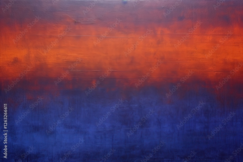 Poster a vibrant abstract painting featuring a gradient blend of orange and blue hues, creating a calming y