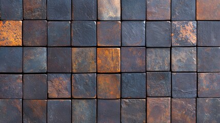 Dark Textured Wooden Blocks Arranged in Neat Grid Pattern