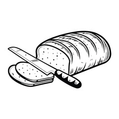 Create a vector illustration of a crusty loaf of bread with a prominent 
