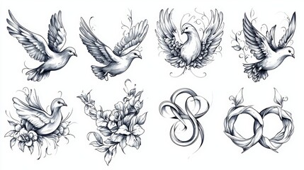 Fototapeta premium Tattoo doves
