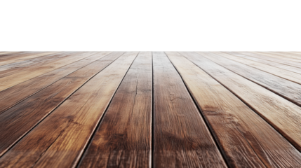 Wooden floor perspective interior bright space wide angle isolated on transparent background