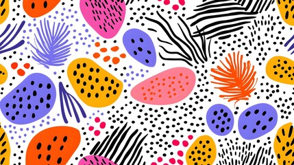 Fototapeta premium Abstract Colorful Pattern with Geometric Shapes and Dots