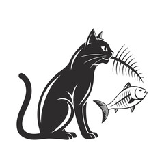 silhouette vector illustration of cat on a white background
