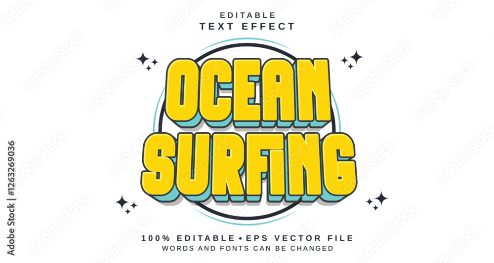 Aufkleber editable text style effect - ocean surfing text style theme. for your project