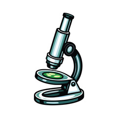Editable stroke vector illustration of a detailed microscope examining a single-celled organism.  Perfect for scientific presentations or educational materials.