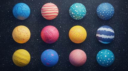 Fototapeta premium Vibrant fantasy planets floating in a whimsical space gigapixel standard scale colorful viewpoint