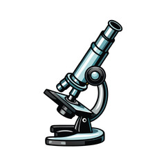 Create a clean, editable stroke vector graphic of a detailed microscope meticulously placed on a laboratory table.