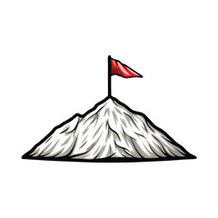 Create an editable stroke vector graphic of a majestic mountain peak with a stylized 'F' incorporated into its design.  Ensure clean lines and high resolution.