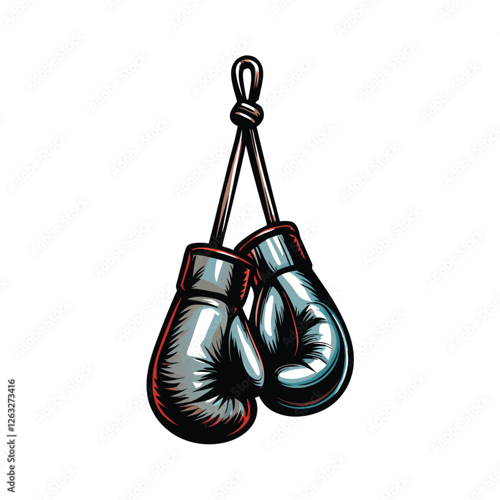 Poster create an editable stroke vector graphic of a pair of boxing gloves, ready for customization. includ