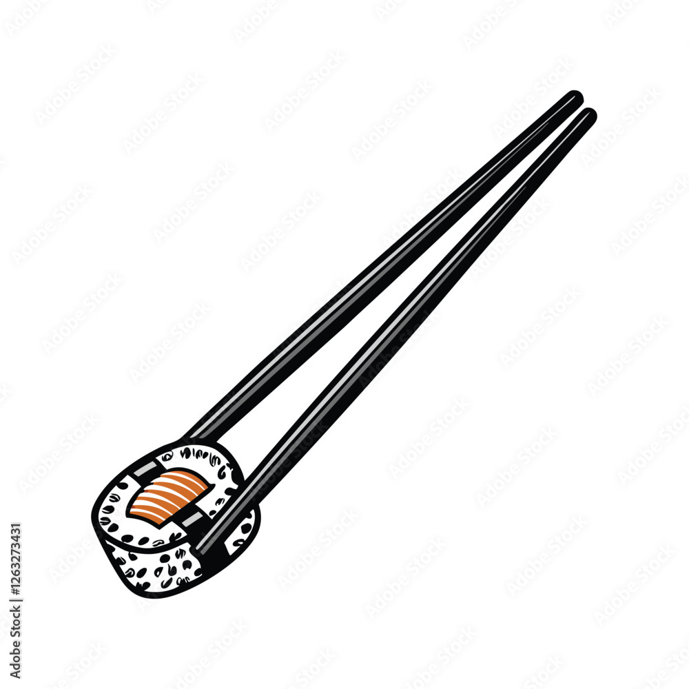 Poster create a clean, editable vector illustration of a pair of chopsticks, suitable for commercial use. i