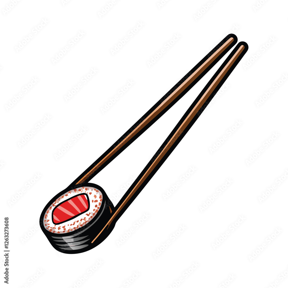Poster create an editable stroke vector graphic of a pair of chopsticks, suitable for various designs. incl