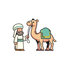 ancient arabian with camel vector cartoon