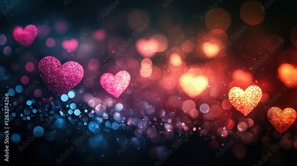 Poster floating hearts of warmth and affection bokeh background
