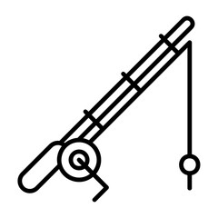 Fishing rod Outline Style Icon Design