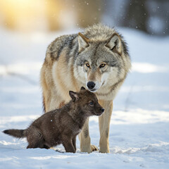 Fototapeta premium wolf in snow