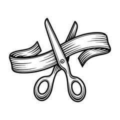 Create a high-resolution, editable stroke vector graphic of a pair of scissors cutting through something.  Include clean lines and sharp details.