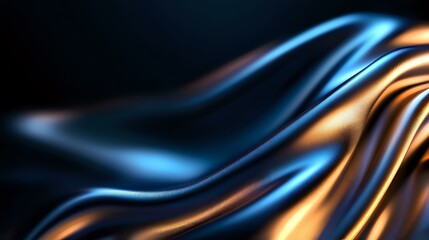 Fototapeta premium Elegant flowing curves in contrasting blue and gold metallic colors create dynamic abstract background with smooth wavy lines and luxurious gradient effect.