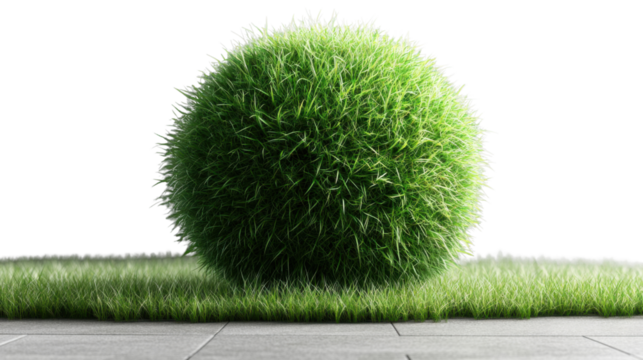 Green grass ball assolated on white background