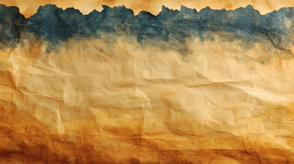 Ancient textured paper with dark ink stains and grunge effect border creating nostalgic vintage artistic abstract background