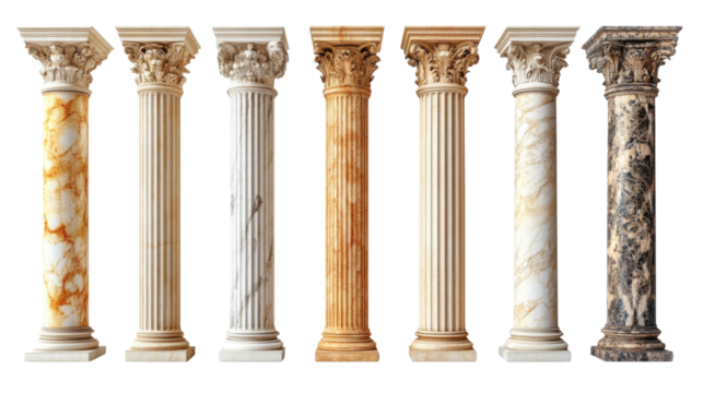 Set_of_columns_pillars_isolated on white background 
