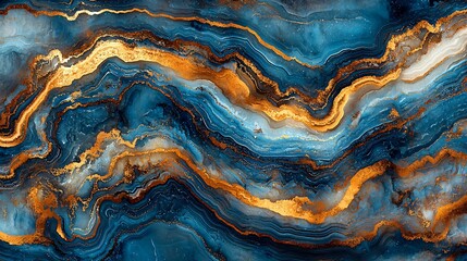Fototapeta premium Abstract blue gold marble texture. Background design for websites
