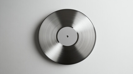 a silver vinyl record on a white background.