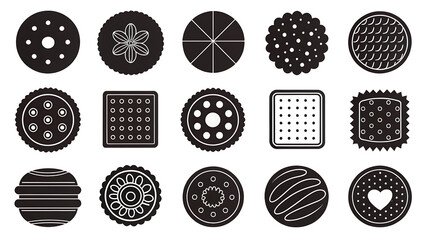 Collection of black and white cookie designs and patterns cookies biscuit