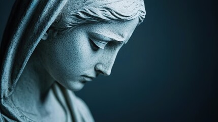 Sorrowful woman statue museum gallery gigapixel art serene environment close-up view emotional expression