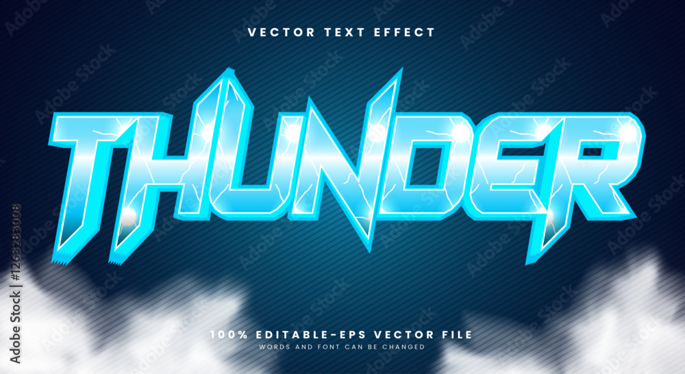 Poster thunder 3d editable text effect template suitable for storm style