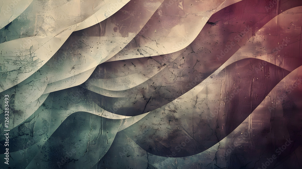 Poster abstract waves in muted colors create a serene atmosphere, evoking calmness and depth
