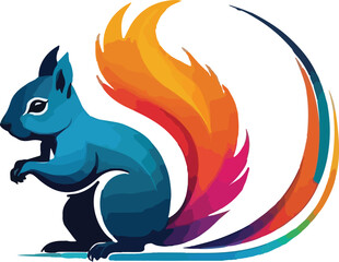 Colorful Squirrel Illustration vector design, Squirrel logo and icon Design