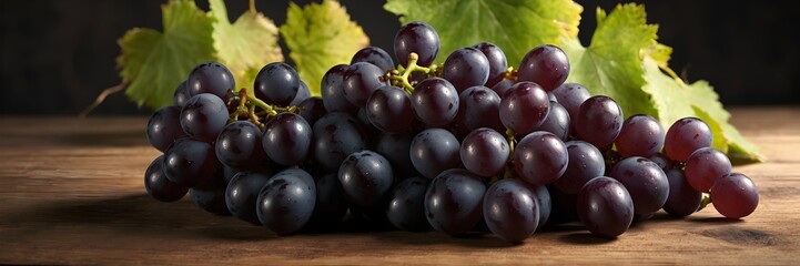 Fototapeta premium bunch of grapes on wooden table