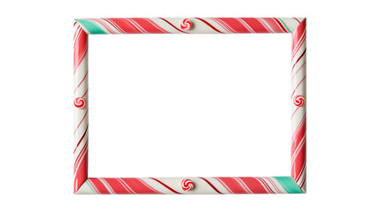 Candy cane-inspired picture frame with red and white swirl pattern
